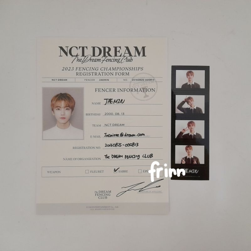postcard fencing club document + photostrip sg23 jaemin