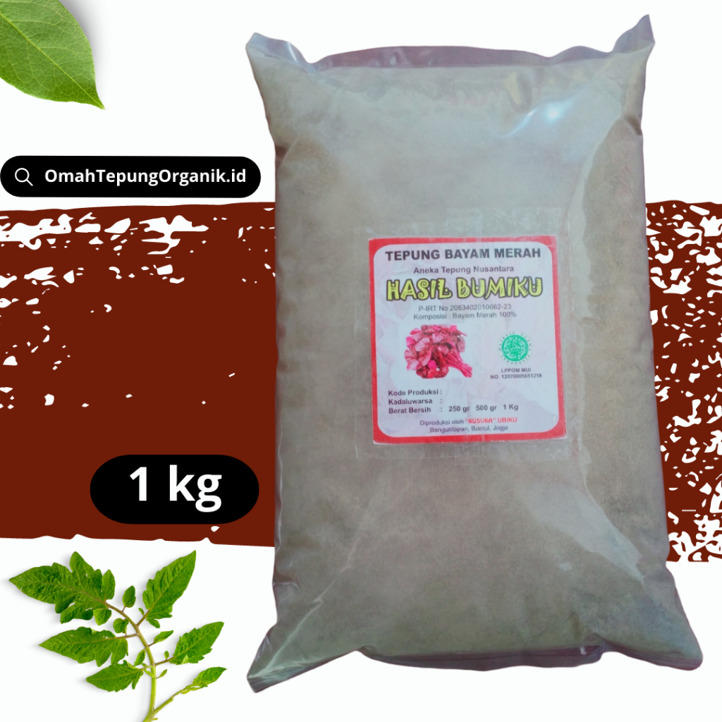 Tepung Bayam Merah Organik kemasan 1 KG/Red Spinach powder Organic 1 KG/TEPUNG MPASI Bayam Merah Org