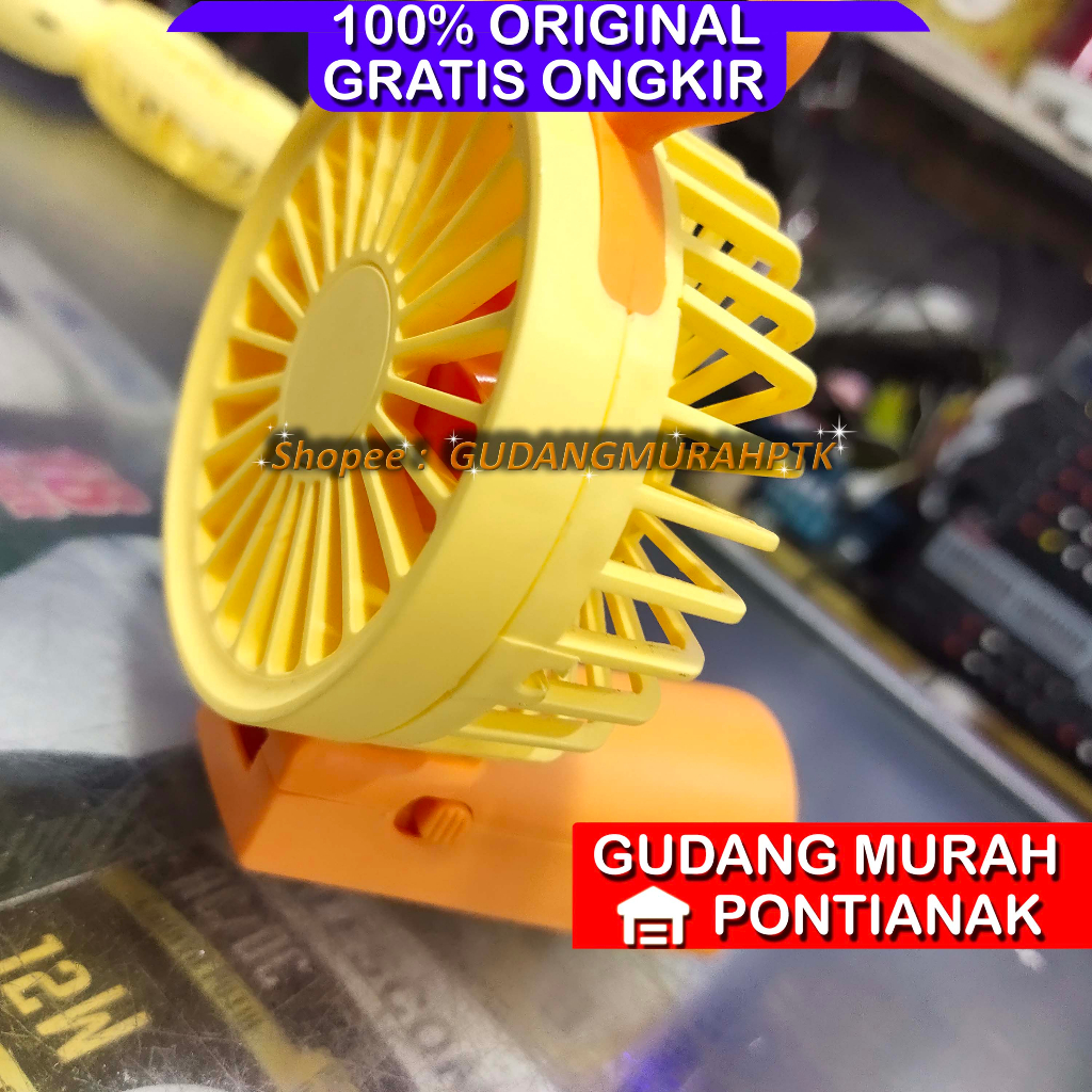 Kipas Cas Bisa Bawa Bawa Minifan Charge Portable Model Rusa Lipat Warna Random Angin kencang dan lembut