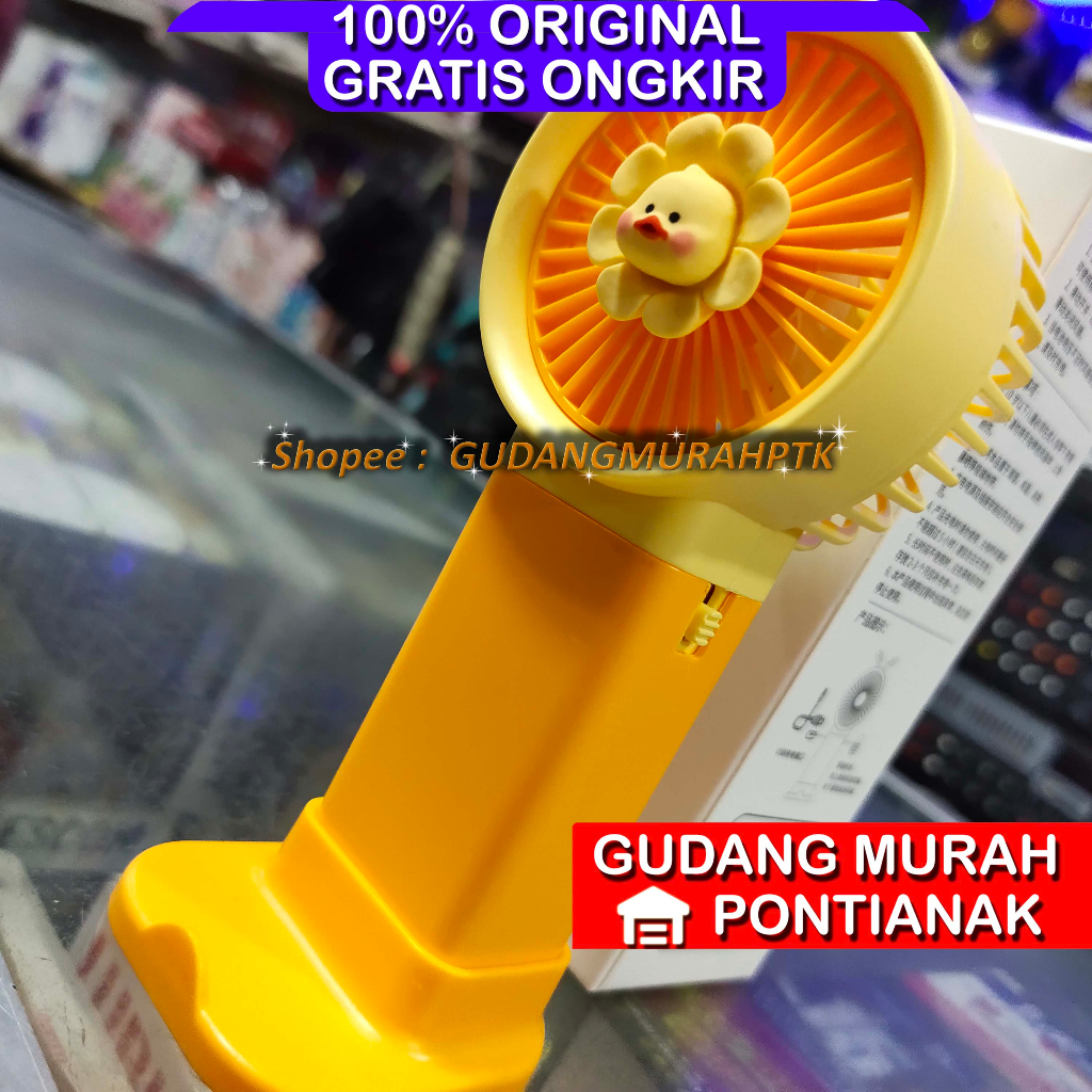 Kipas Cas Bisa Bawa Bawa Minifan Charge Portable Model Bunga Kepala Hewan/Animal Warna Random Angin kencang dan lembut