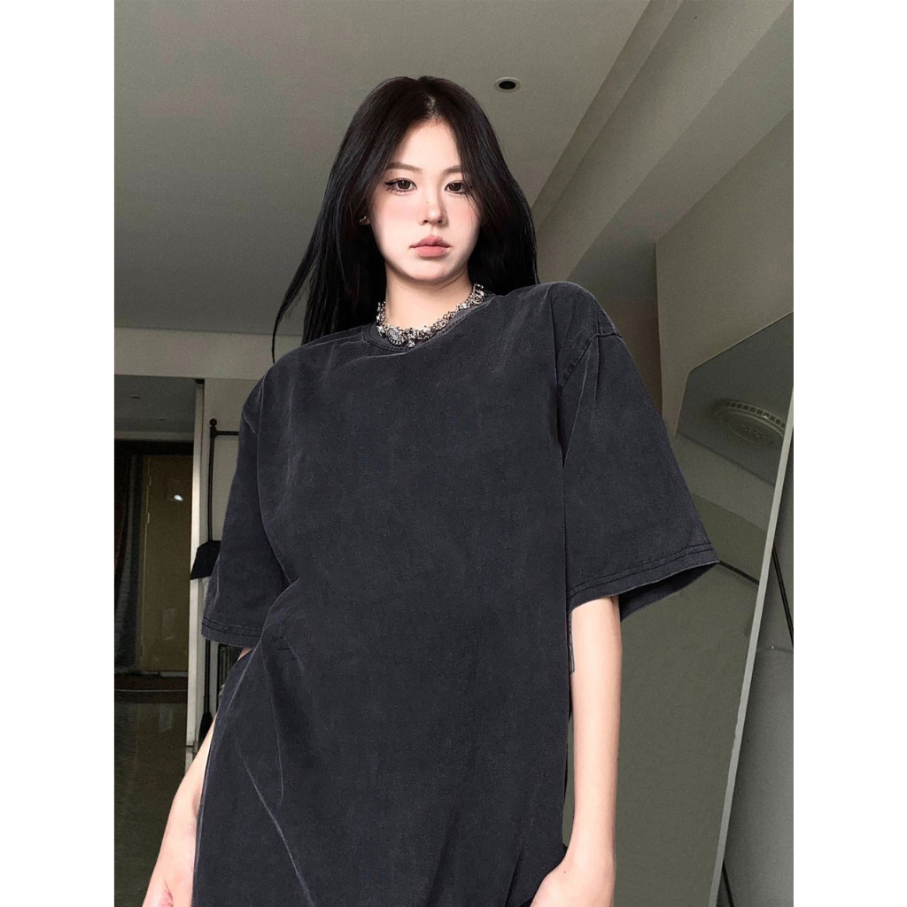 RDGF official shop  kemeja leher bulat Kaos Korea terbaru 2023 kaos murah pakaian sederhana kaos hitam oversize PRIA &amp; WANITA (UNISEX)