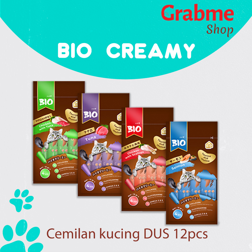 Makanan basah Snack Kucing Bio Creamy 1 box isi 12 pcs