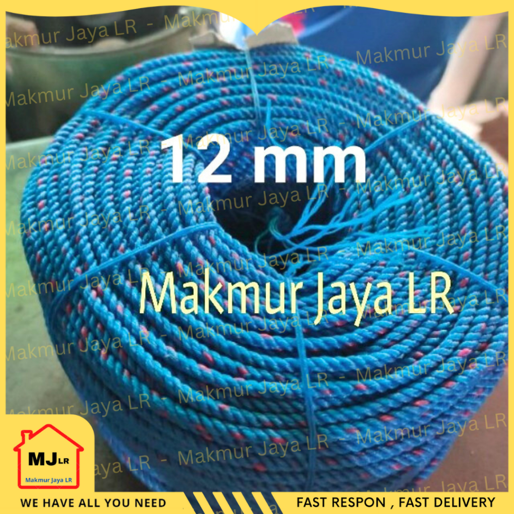 

Tali Tampar ROLL 12mm / Tali Tambang Plastik 12 mm ROLL / Plastic Rope 12 mm per ROLL / Nylon Rope / Tali ikat