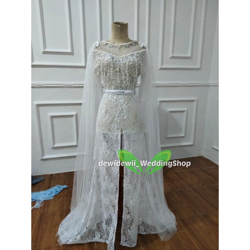 Kebaya Pengantin Cantik / Broklat Ekor Panjang + Slayer - Warna Lengkap