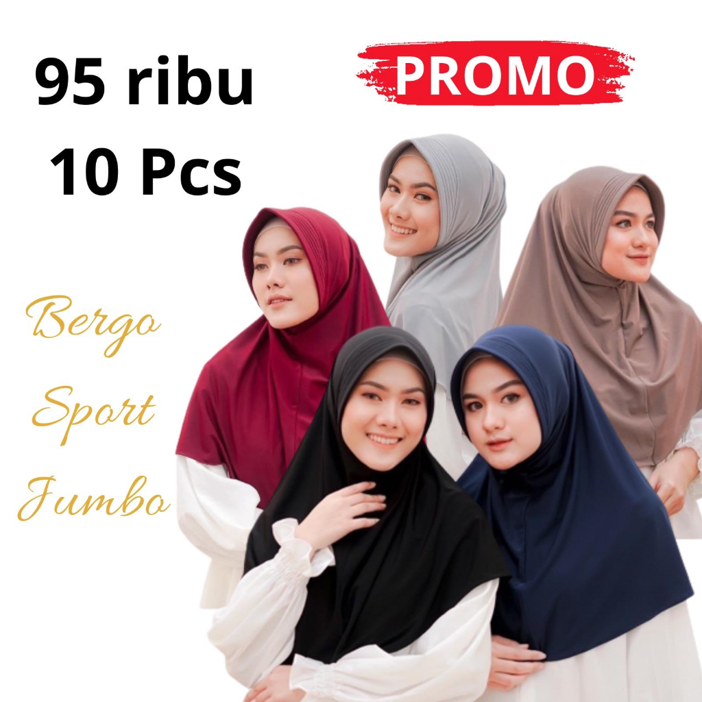 (100rb dapat 10pcs) Bergo Sport Jumbo / Bergo Hamidah size M