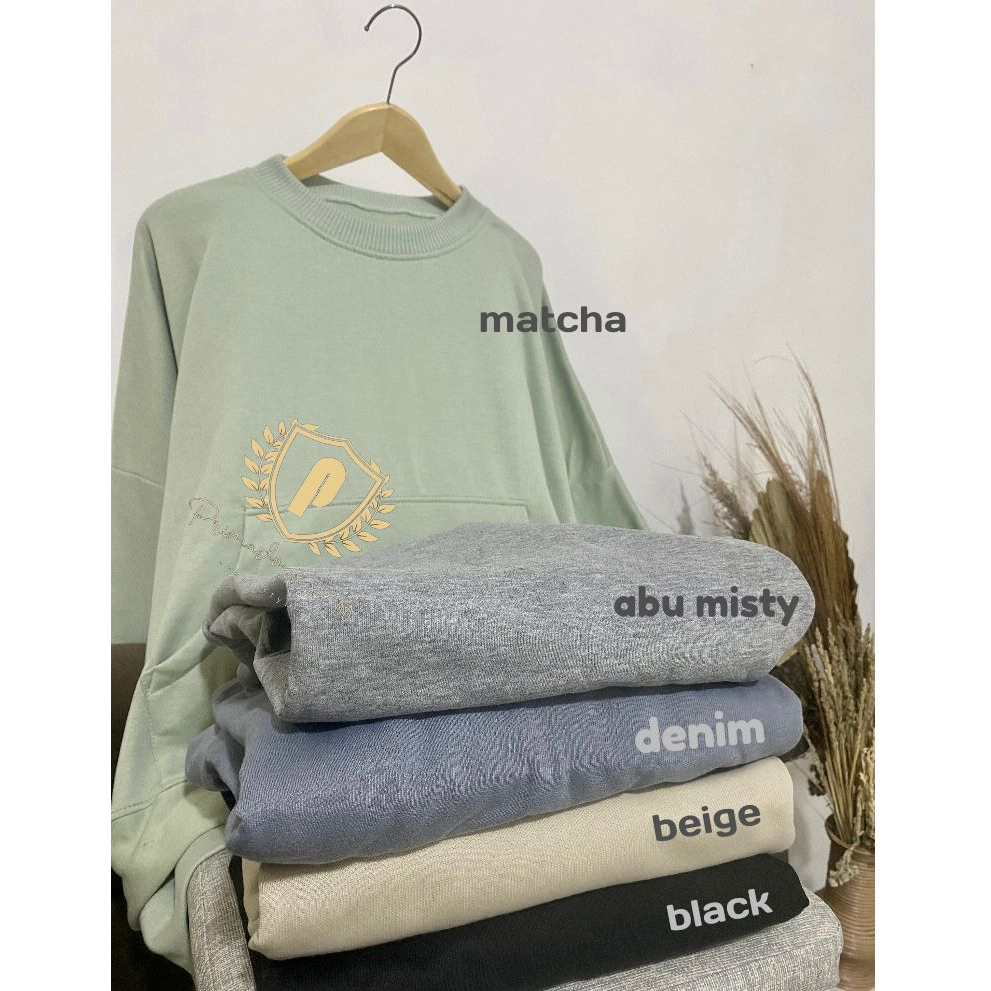 Crewneck Lengan Balon Bigsize Sweater Wanita Murah Gaya Kekinian Bahan Fleece