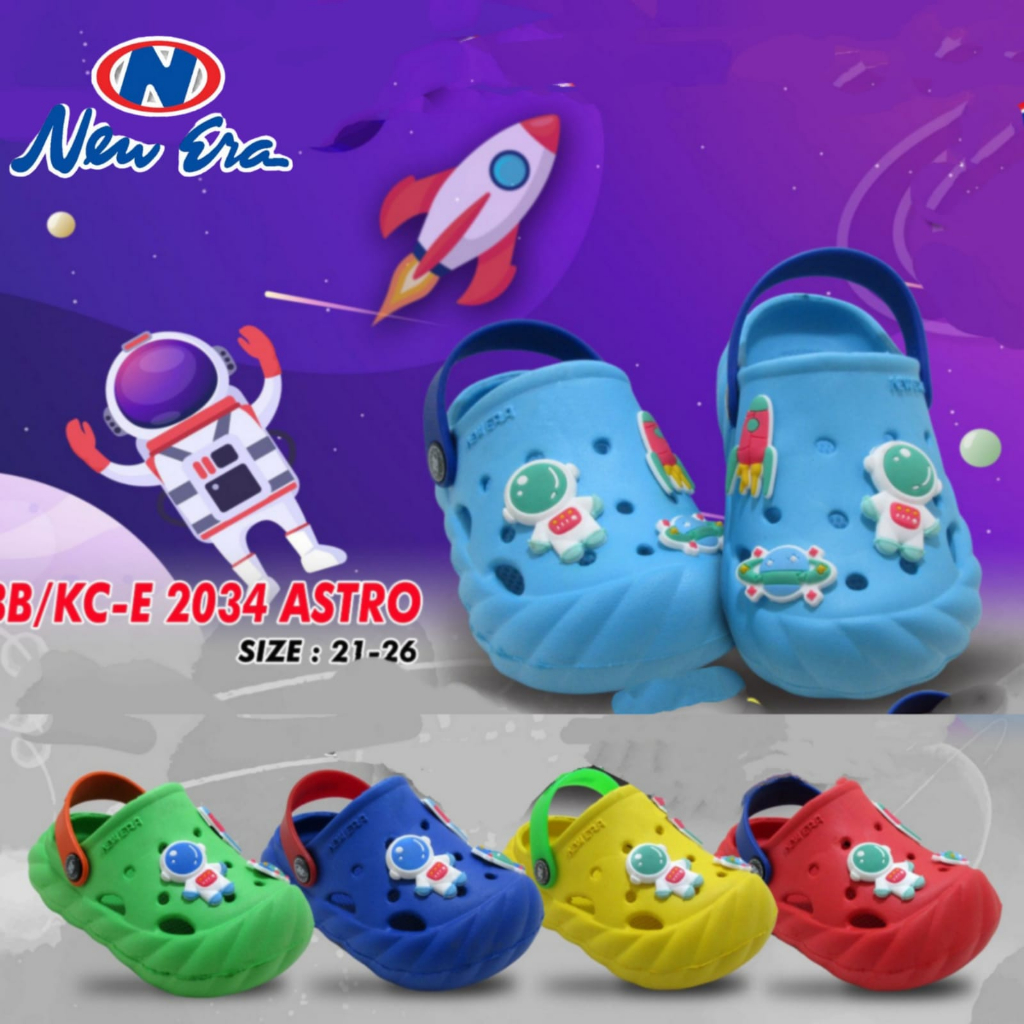 sogo NEW ERA BB/KC-E 2034 ASTRO Sandal  Anak laki-laki Bergambar karakter Lucu Sandal Anak Selop Tali belakang Motif ASTRONOT 21-26