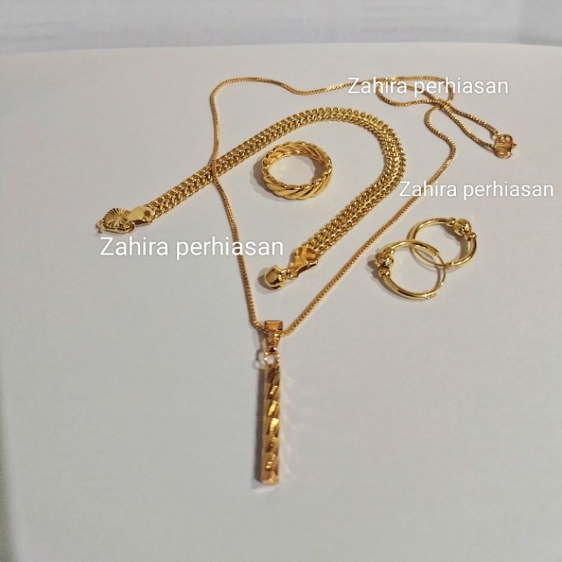 satu set perhiasan wanita motif tikar  emas 24K