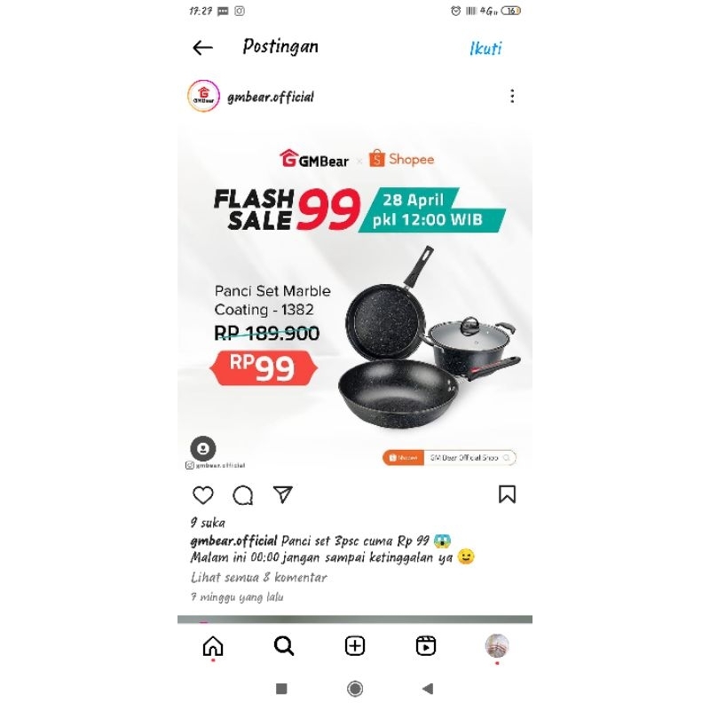 Panci set Murah anti lengket