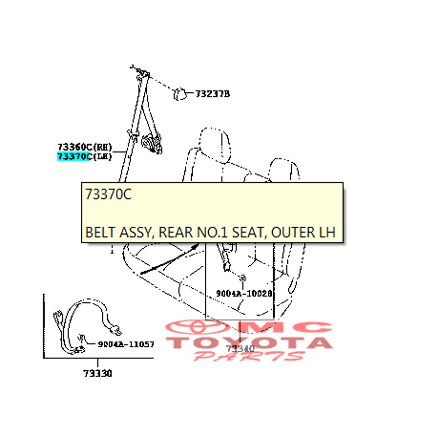 Safety Belt /Seat Belt Belakang kiri Toyota Rush terios 73370-BZ100-A0
