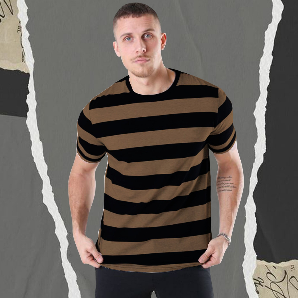 Kaos Salur Stripe Pria Dewasa Lengan pendek/Baju Kaos Salur Distro Lengan Pendek/Atasan Pria Salur P