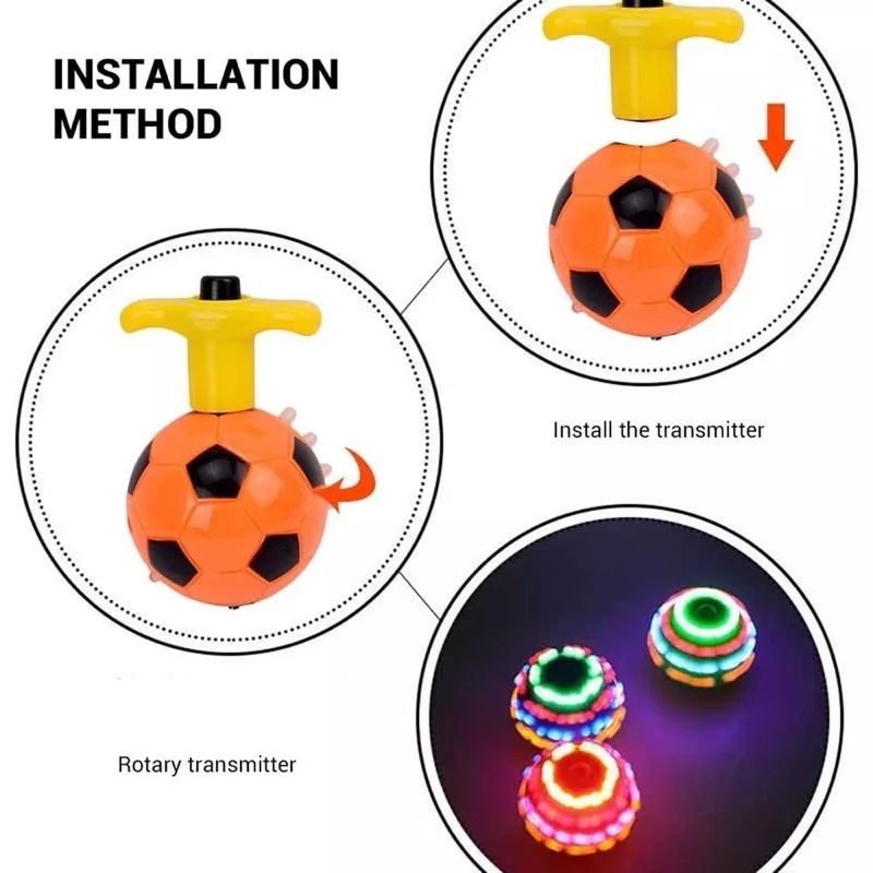 Mainan Bola Gasing Ada Lampu / Mainan Bola Futsal Gasing Ada Lampu + Musik / Mainan