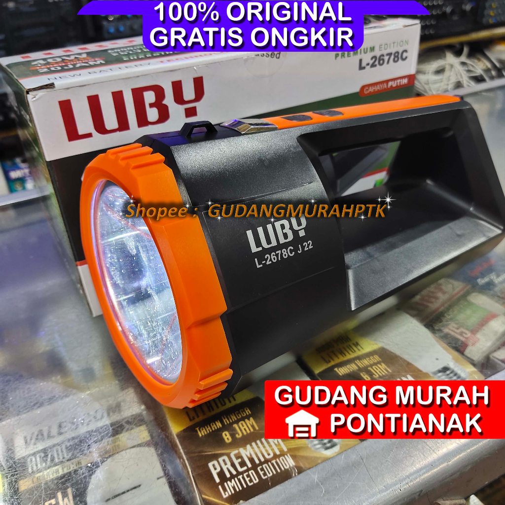 Senter Pegang LED Super Terang LUBY 2 in 1 L-2678C PREMIUM EDITION 40W +COB Tahan 20JAM