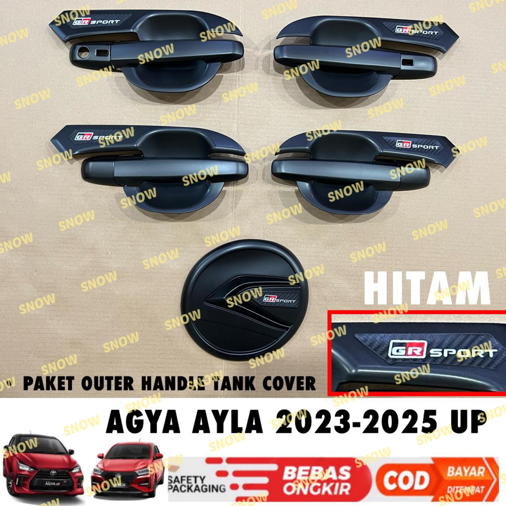 Paket Outer Handle Tank Cover Agya Ayla  GR SPORT 2023 2024 2025 UP  Hitam Chrome Carbon