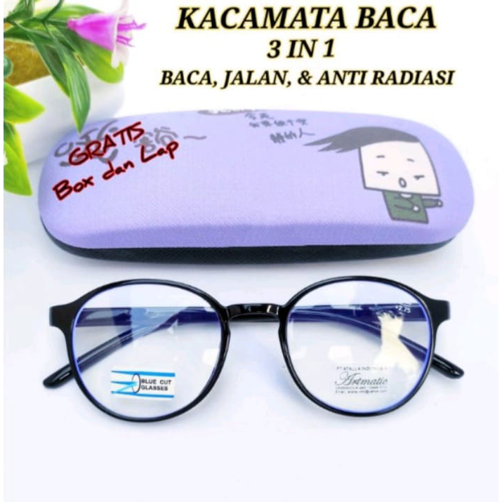 Kacamata Baca Plus (+) 2 Fungsi Baca Dan Jalan Anti Blueray
