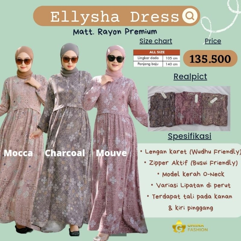 ellysha dres by ghina fashion ✓ gamis rayon ✓ gamis viral