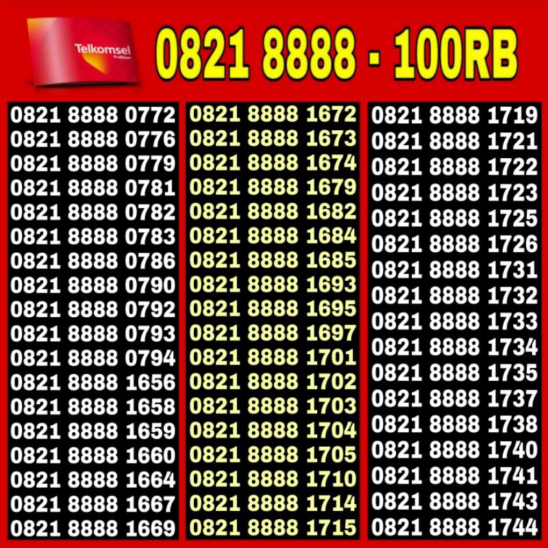 Nomer Cantik simpati telkomsel 4g 0813/0812/0821