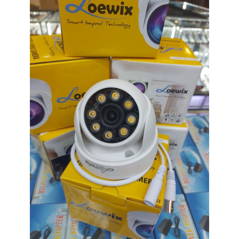 PAKET CCTV 5MP COLORVU 4 CHANNEL 4 KAMERA FULL COLOR LOEWIX SIANG MALAM WARNA