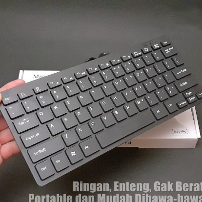 Keyboard PC komputer murah laptop silent kabel usb tipis office business fashion mini K-1000 Hitam /CHOCOLATE KEYBOARD/ OFFICE