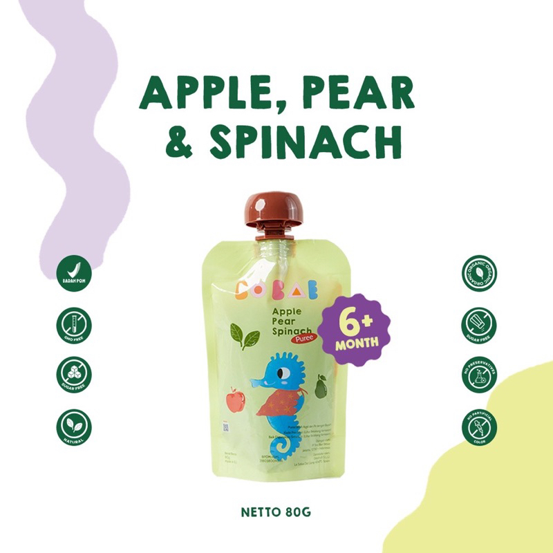 BOBAE Puree Apple Pear Spinach MPASI 6 bulan