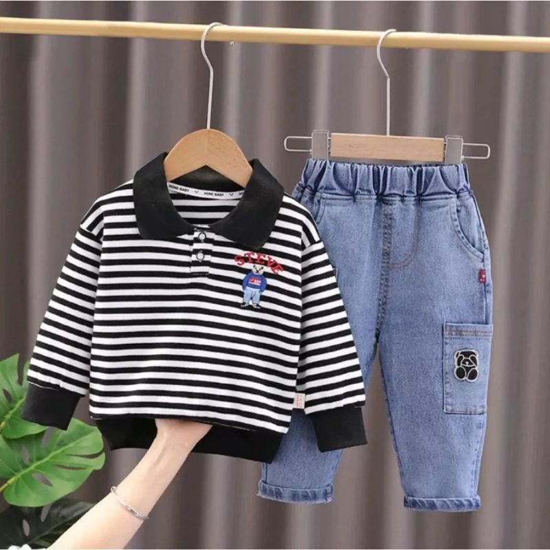 PROMO-STELAN ANAK PAKAIAN ANAK BAHAN KAOS CELANA DENIM MOTIF SALUR UMUR 1-5 TAHUN PAKAIAN ANAK TERBARU DAN TERMURAH