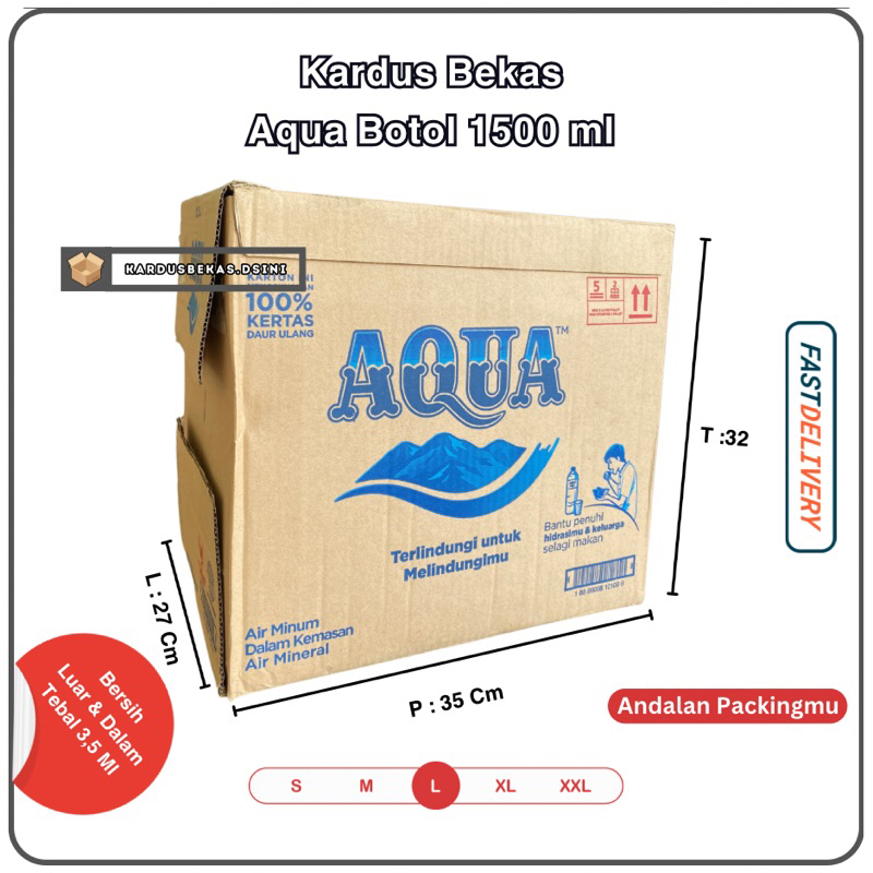 

Kardus Packing Bekas | Box | Kemasan | Packing Aqua Botol 1500Ml (35x27x32)