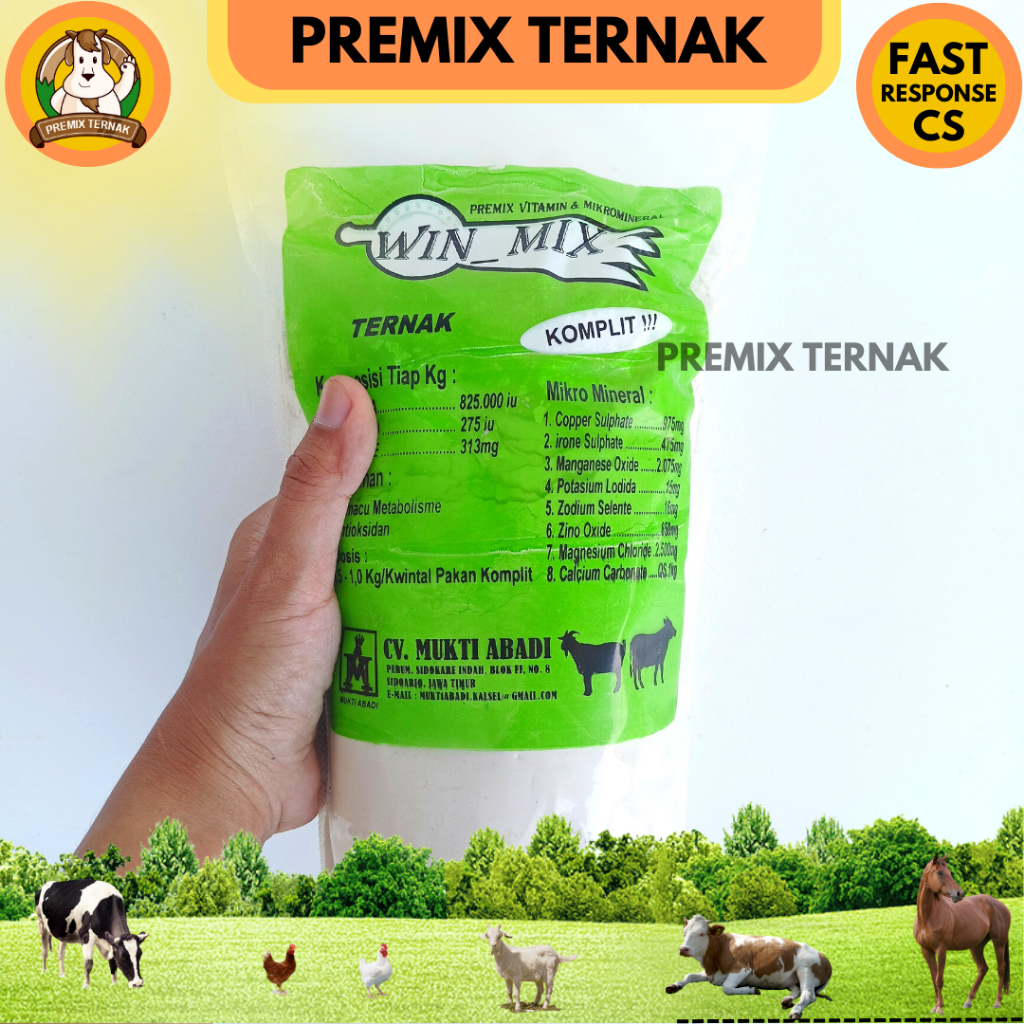 WIN MIX TERNAK 1.5 KG - Premix Komplit untuk Ternak Ruminansia Sapi kambing Domba