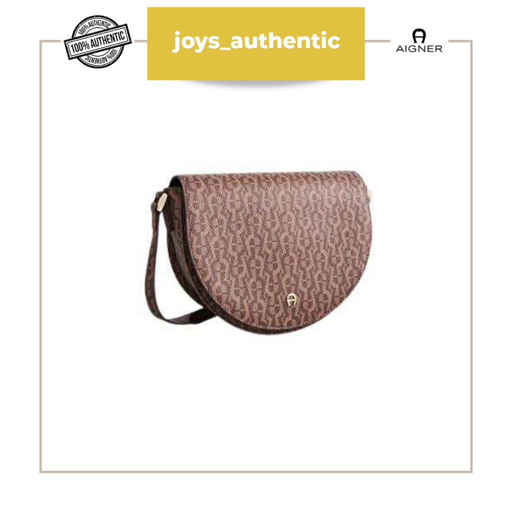 Tas Wanita Aigner Joy Logo Shoulder Bag XS Coklat Brown Woman Bag Authentic Original