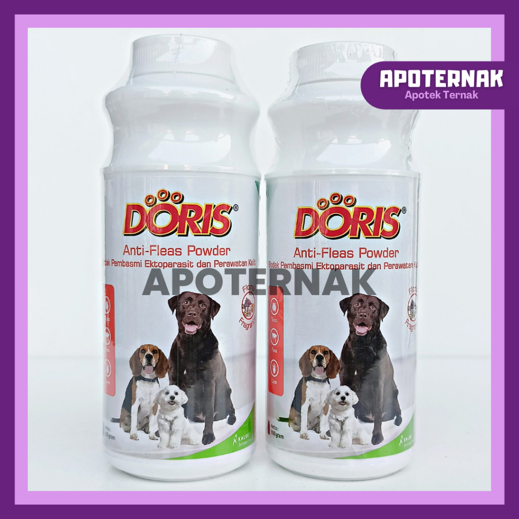 DORIS POWDER / DORIS BEDAK Anjing | Doris Anti Fleas &amp; Doris Skin Care 100 gram | Bedak Pembasmi Kutu Anjing dan Perawatan Kulit Rambut Anjing | Kututox Bedak