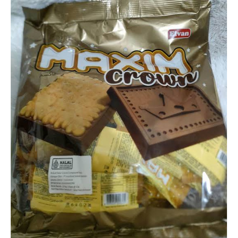 

Elvan Maxim Crown Chocolate Biscuit Biskuit Salut Coklat Isi 25Pcs`