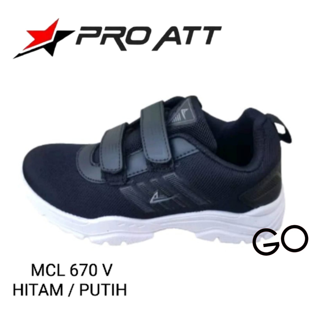 sogo PRO ATT sepatu sekolah hitam Sepatu PRO ATT PA/PC TEC OR Sepatu sneakers casual sport shoes sepatu kets VECRO/PEREKAT sepatu olahraga