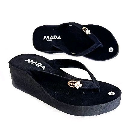 Sandal Wanita - Sandal Wedges Beludru (Heels  5 cm) - Sandal jepit Wanita - Sandal Wedges Wanita