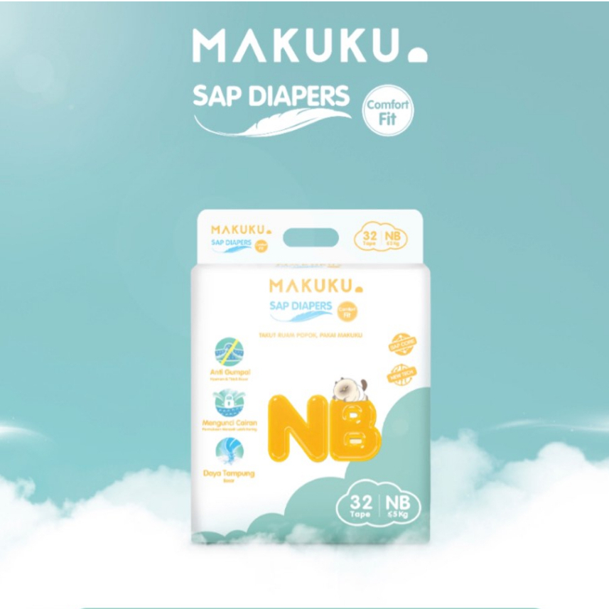 Makuku SAP diapers NewBorn NB 30 (perekat)