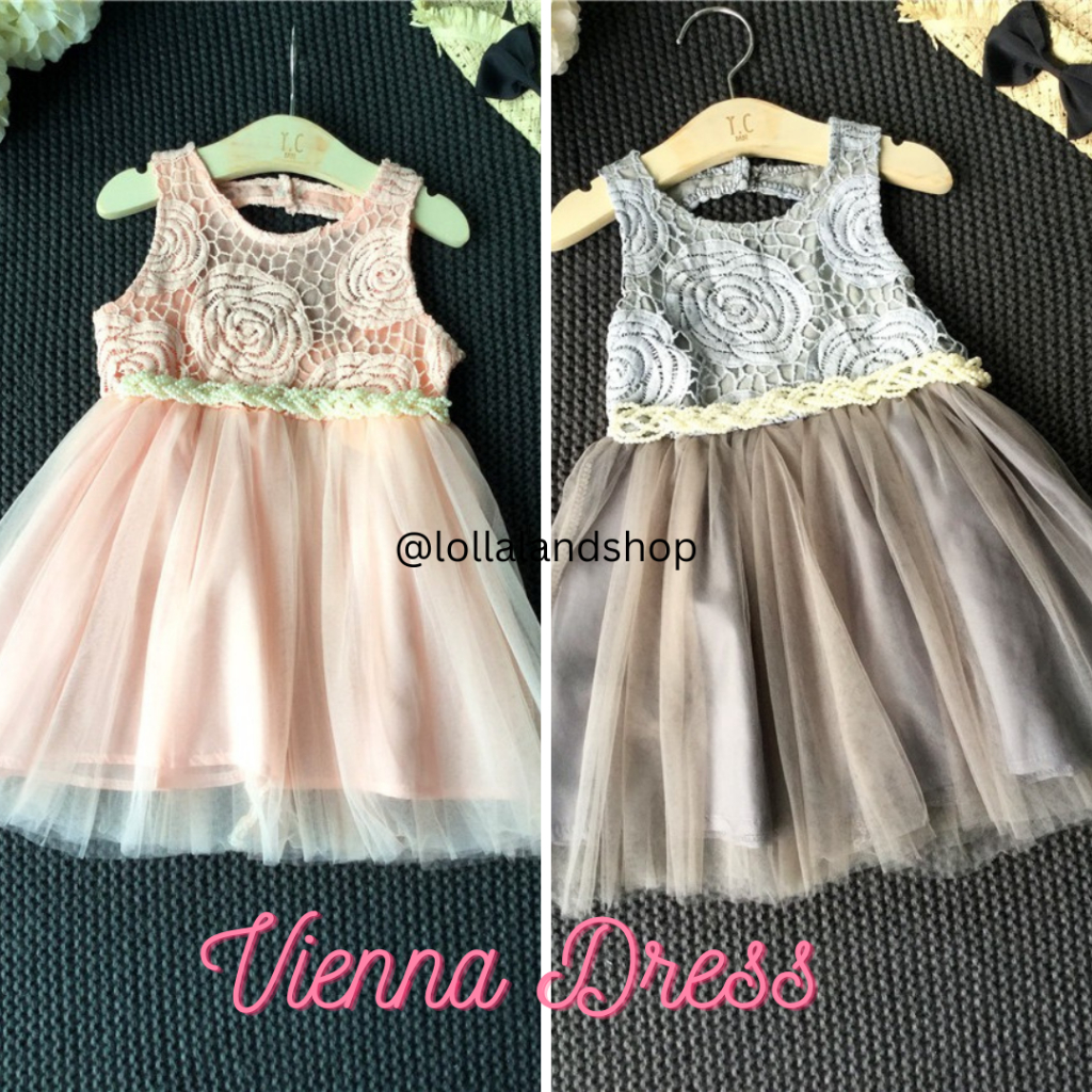 Dress Pesta Gaun Anak Import Vienna Dress Grey