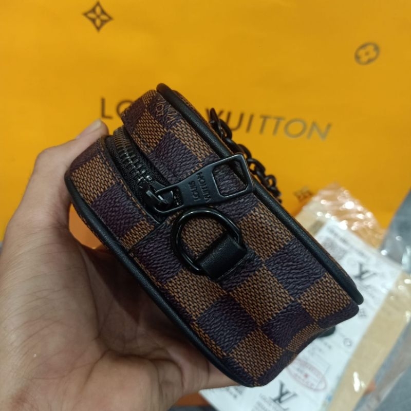 Handbag LV Pochette volga Damier Brown Clutch Tas Tangan Import