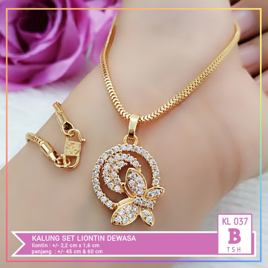 Kalung xuping kalung dewasa milano kupu ukir permata perhiasan lapis emas gold KL 037