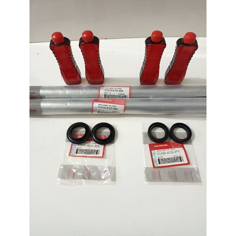 PAKET AS SHOCK SOK DEPAN MEGA PRO VERZA MEGAPRO NEW MEGA PRO NEW HONDA KYE 1SET 2pcs sesuai foto isi :  - 2pcs as shock - 2pcs seal shock - 2pcs seal abu - 4pcs oil shock