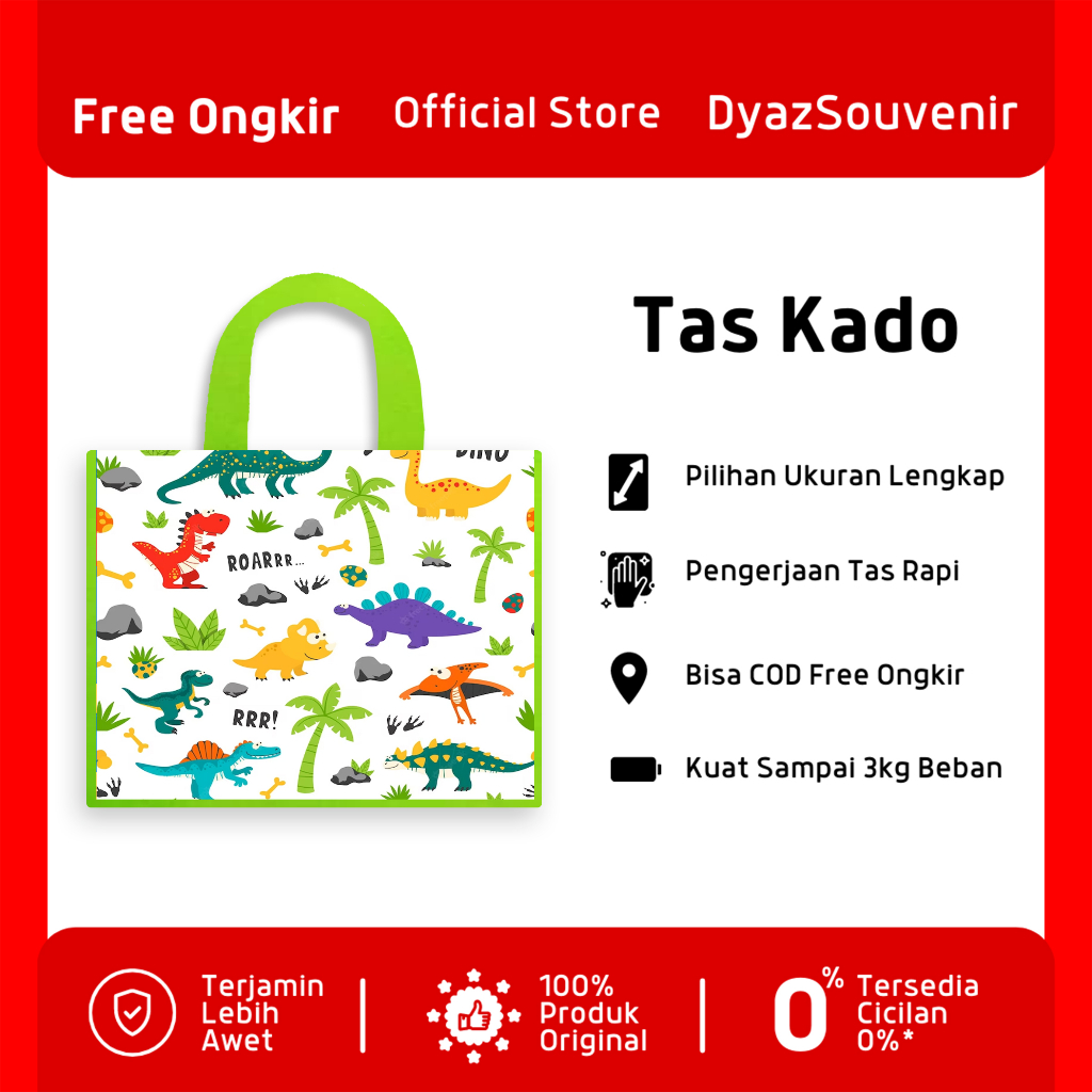 

Tas Ultah Dinosaurus Premium CUTE goodiebag anak custom suka suka