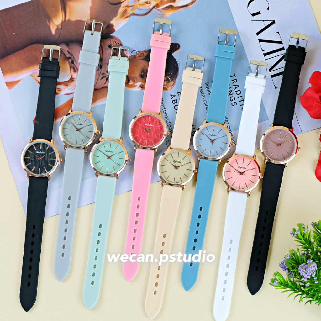 F86  JAM TANGAN WANITA WATERPROOF FASHION KOREA DESIGN CASUAL TALI KARET