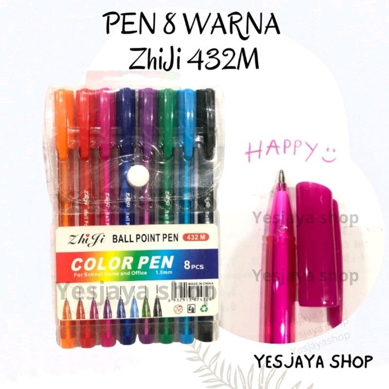 

{1 SET} Pen warna warni isi 8 warna 432M/Pen Warna / Ballpoin 8 Warna Zhiji