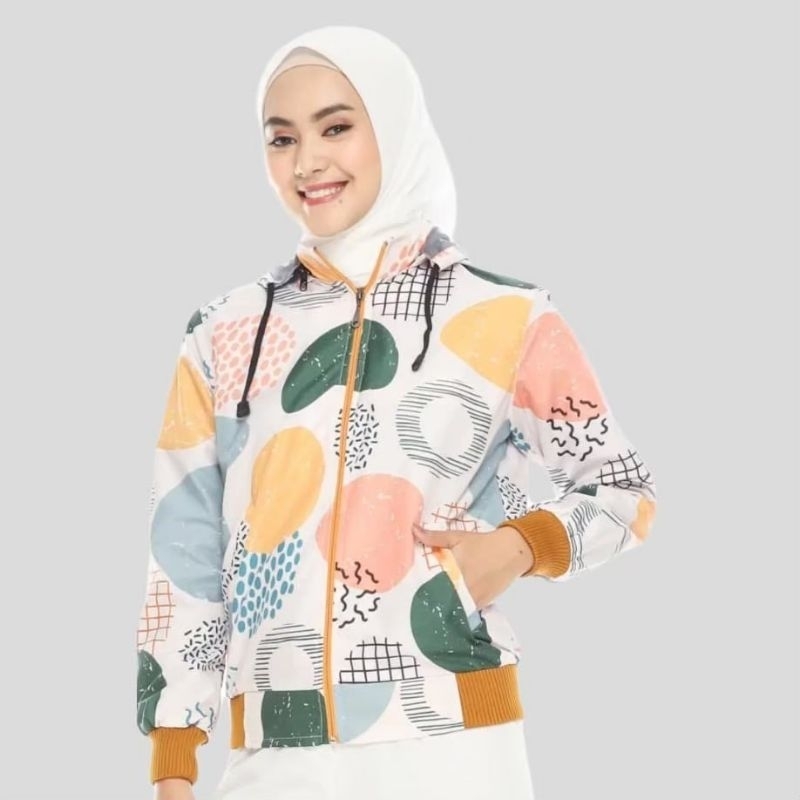 Jaket Wanita/Cewek Full Printing Terbaru | OOTD Jaket Wanita Waterproof Anti Air Best Seller!