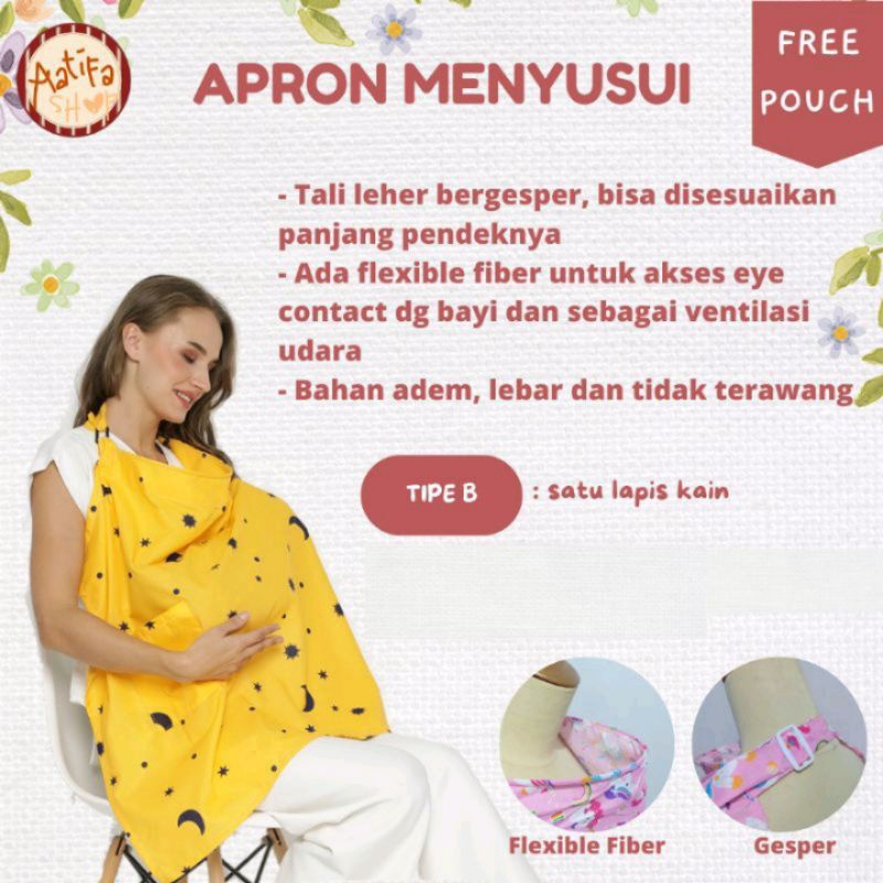 Nursing Apron Menyusui Bolak Balik / Apron Menyusui Melingkar / Penutup Menyusui / Nursing Cover / Celemek Menyusui / Cover Stroller Penutup Stroller (FREE POUCH)