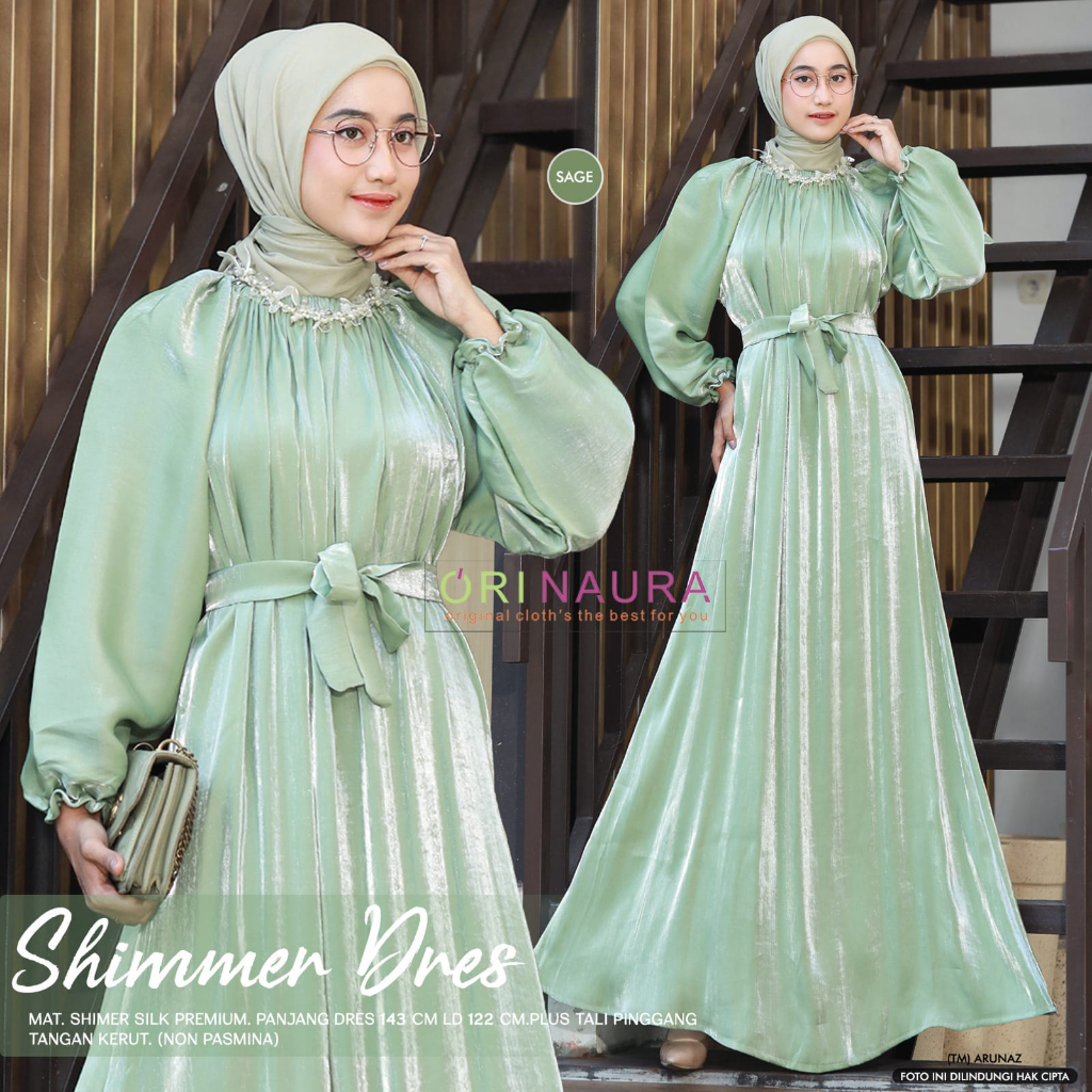 Ukisa Dress Gamis Muslim Matt Shimer Silk Premium Ziper Depan Busui Original By Adieva Orinaura