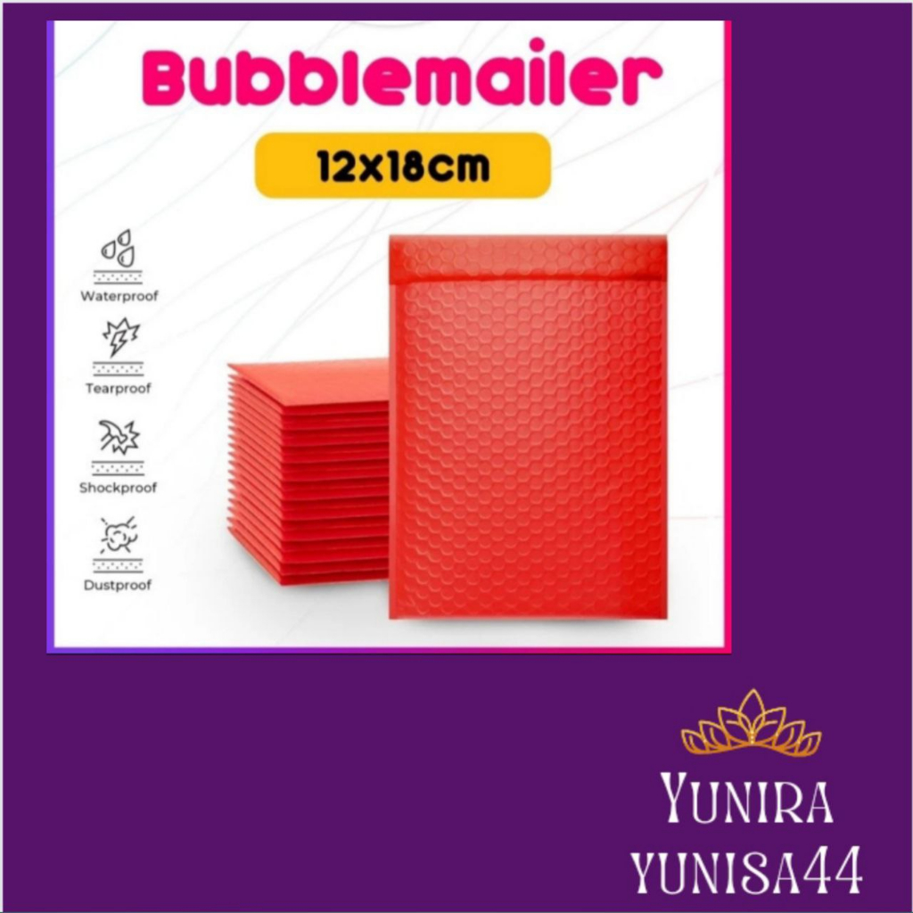 

amplop bubble wrap poly mailer bubble packing ukuran12x18cm merah