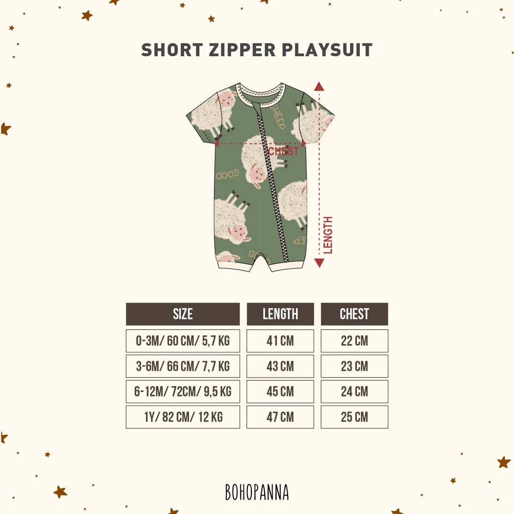 BOHOPANNA - SHORT ZIPPER PLAYSUIT - Jumper Bayi