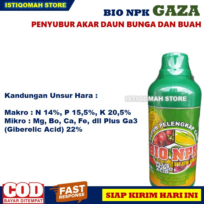 Pupuk Pelengkap Cair BIO NPK GAZA Plus Humid Acid Ga3 isi 500ml Pupuk Penyubur Akar Daun Bunga dan Buah Semangka Terbaik, Pupuk Pelebat Buah Tanaman Semangka, Pupuk Semprot Ajaib untuk Tanaman Semangka Paling Manjur