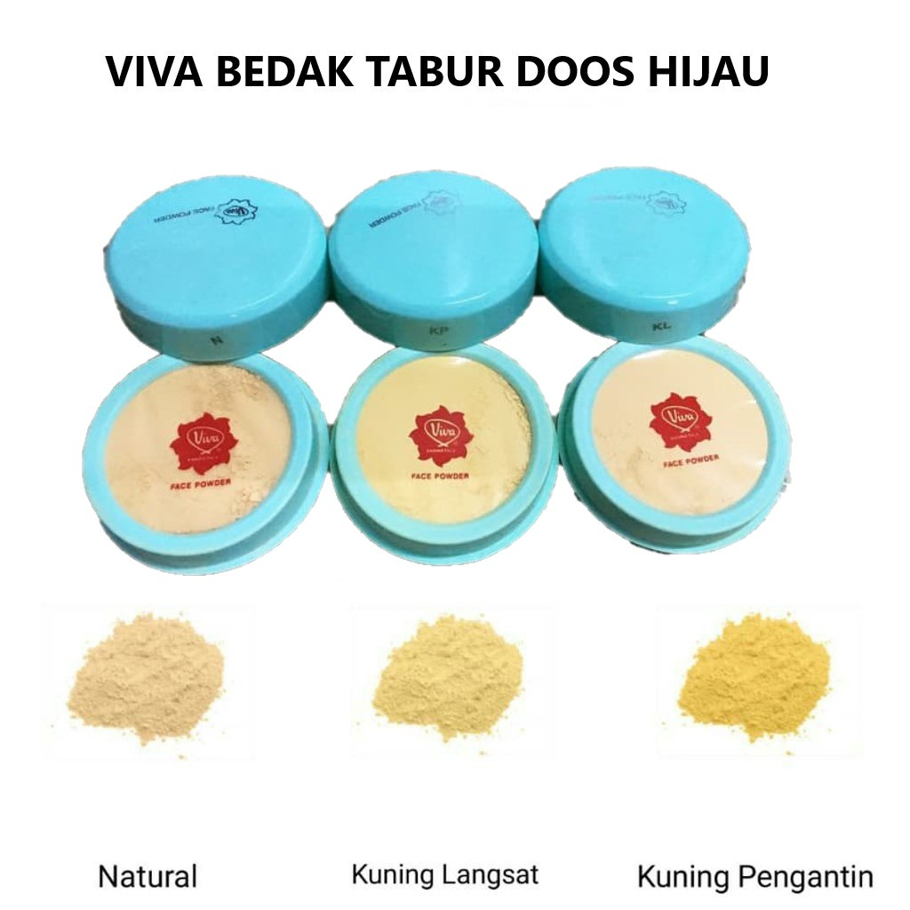 Ready Stock | VIVA Face Powder Bedak Doos Mini Hijau Tabur 25gr