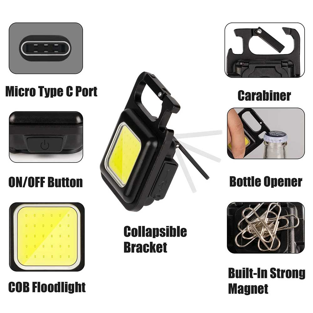 U0339 Keychain Light Work Outdoor Senter Mini Gantungan Kunci COB LED Flashlight