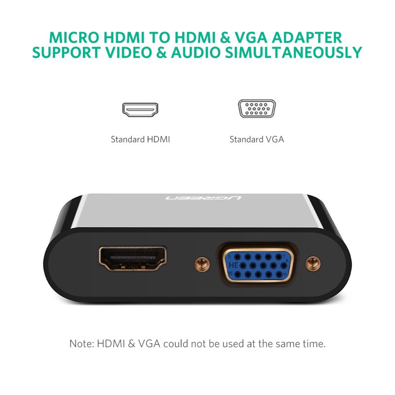 ugreen micro hdmi to hdmi vga converter konektor 1080p 3d 4k - 30355