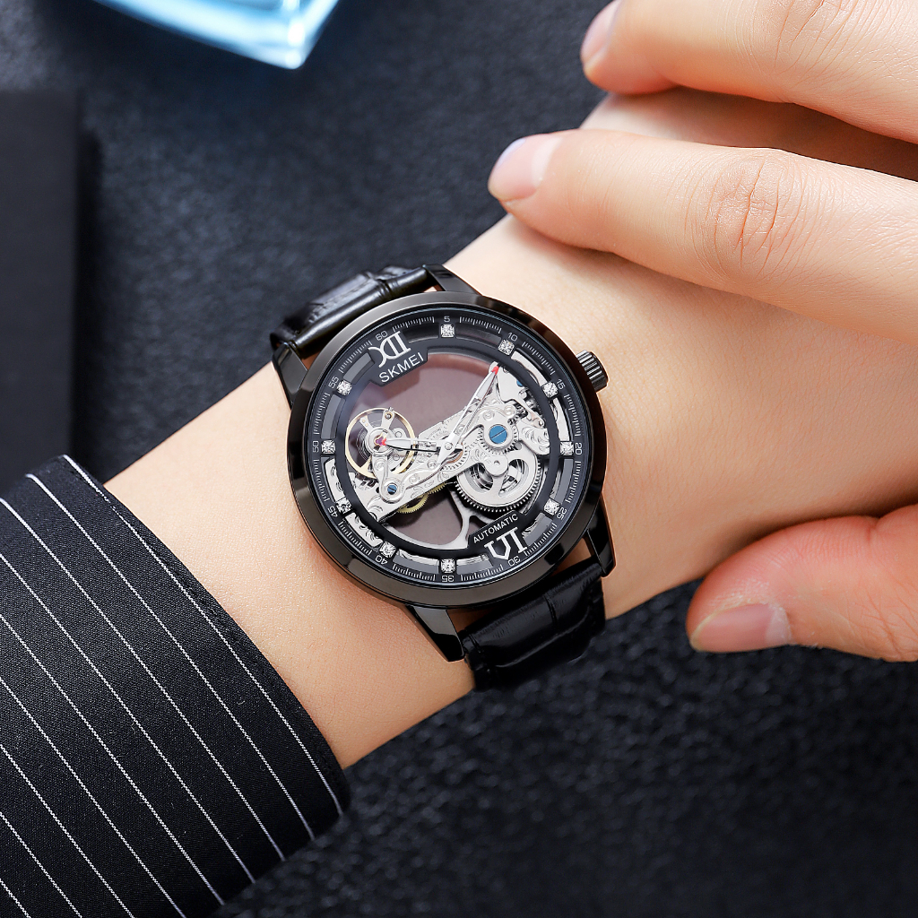 SKMEI M031 Jam Tangan Pria Automatic Analog Tali Kulit WATCHKITE WKOS